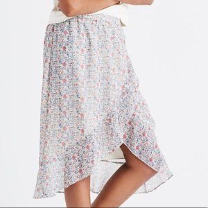 MADEWELL Ruffle Wrap Midi Skirt in Shadowpetal SIZE 6